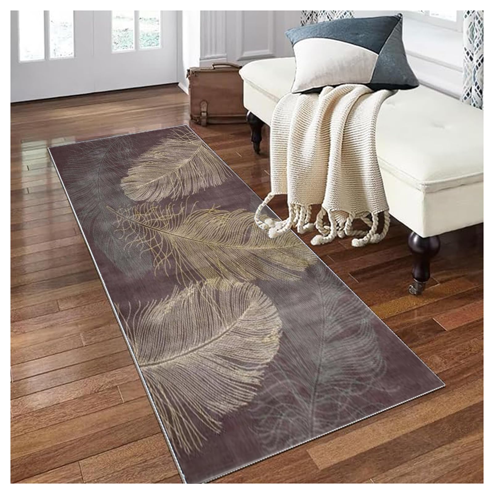 Alfombra Corredor Larga Antideslizante 60x320cm marrón Alfombras de Cocina Lavables Absorbente Alfombra de Estrecha Pasillo Moderna para Corredor Cocina Lavandería Entrada Puerta Pasillos