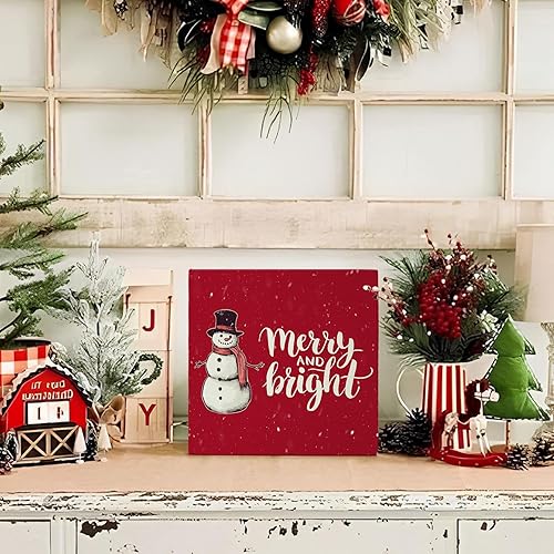 Miniatura 2 de Mtrgdn Decoración navideña de muñeco de nieve, decoraciones navideñas para interiores, decoración de Navidad para mesa, caja de madera, decoración