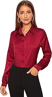 Chemise satin rouge femme Clearance