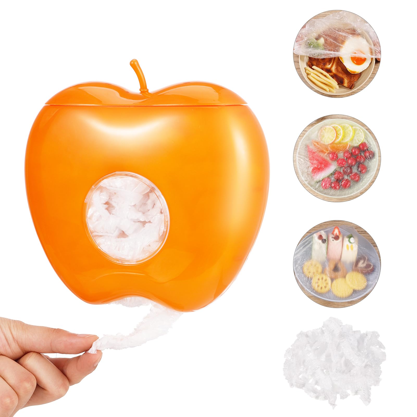 SmilcloudPlastic Wrap Storage Box with 100pcs Wrap Fresh Keeping Bags, Wall-Mounted Cling Film Dispenser Disposable Plastic Stretch Wrap Storage Box for Vegetable Fruit Food