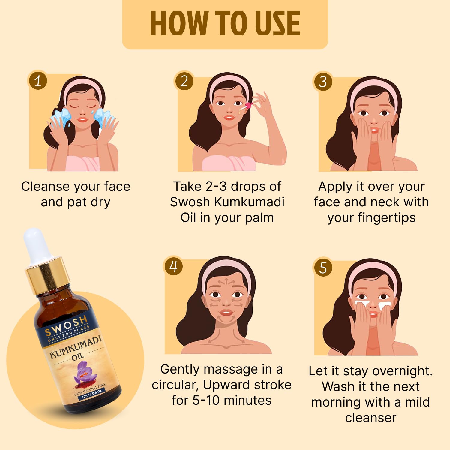 SWOSH Ayurveda Kumkumadi Tailam -Kumkumadi Face Oil With Saffron for Glowing Skin(10 ml) - 100% Vegan and Chemical Free - Image 3