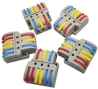 Vista 1 de Conectores de cable, conectores de tuercas de alambre de palanca compacta, terminales de cable de 3 en 6 salidas para conexión rápida 28-12 AWG, 5