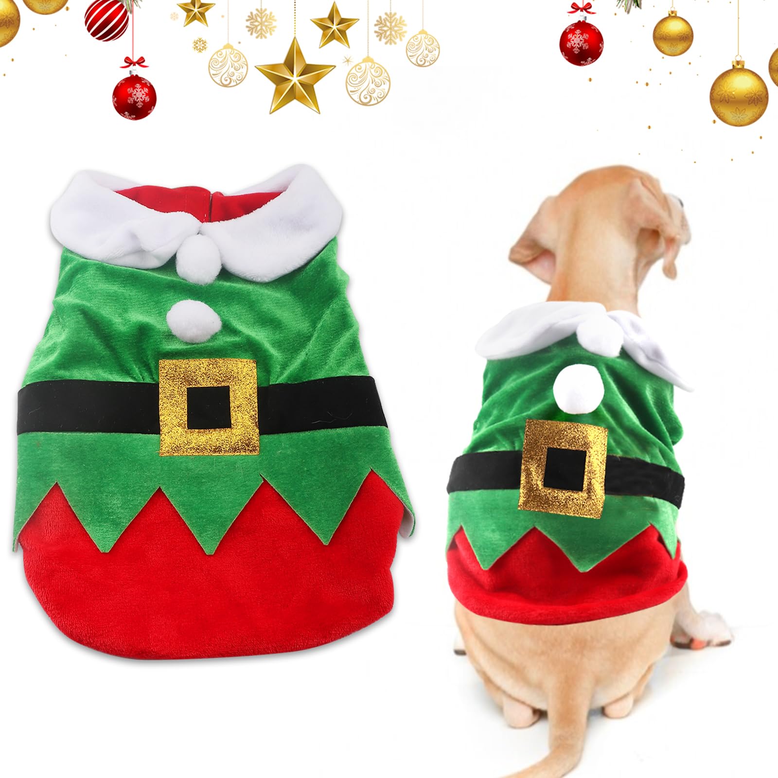 Threetols Dog Christmas Costumes Set, Christmas Pet Clothes Christmas Outfits Pet Santa Claus Suit Winter Hoodie Coat Clothes for Puppy Winter New