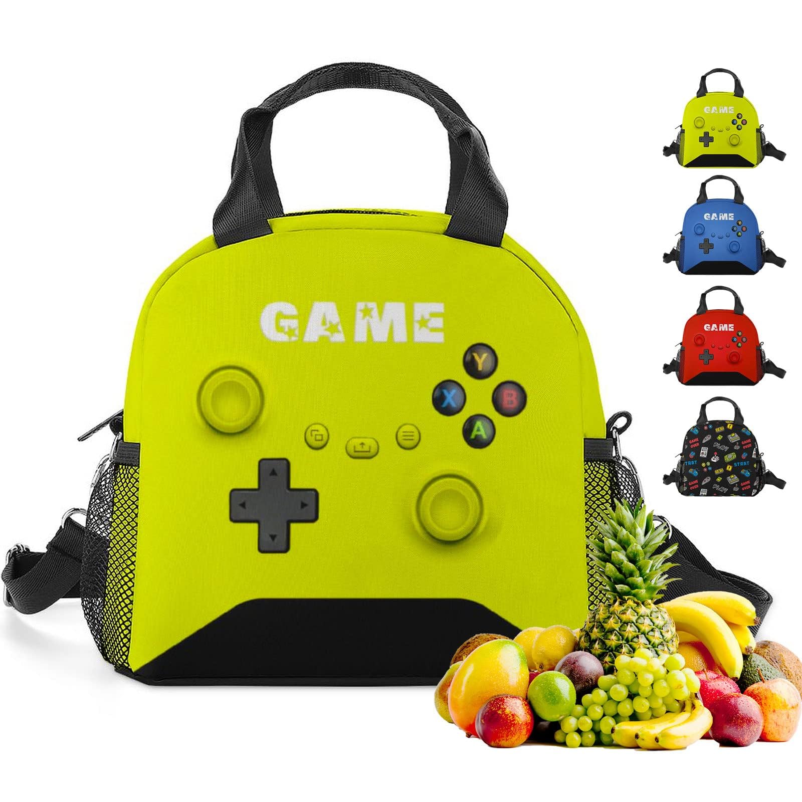 Bolsa de almuerzo de juego para niños y niñas, almuerzo de videojuegos aislada para entrenamiento, viajes, caja reutilizable, caja térmica para comida