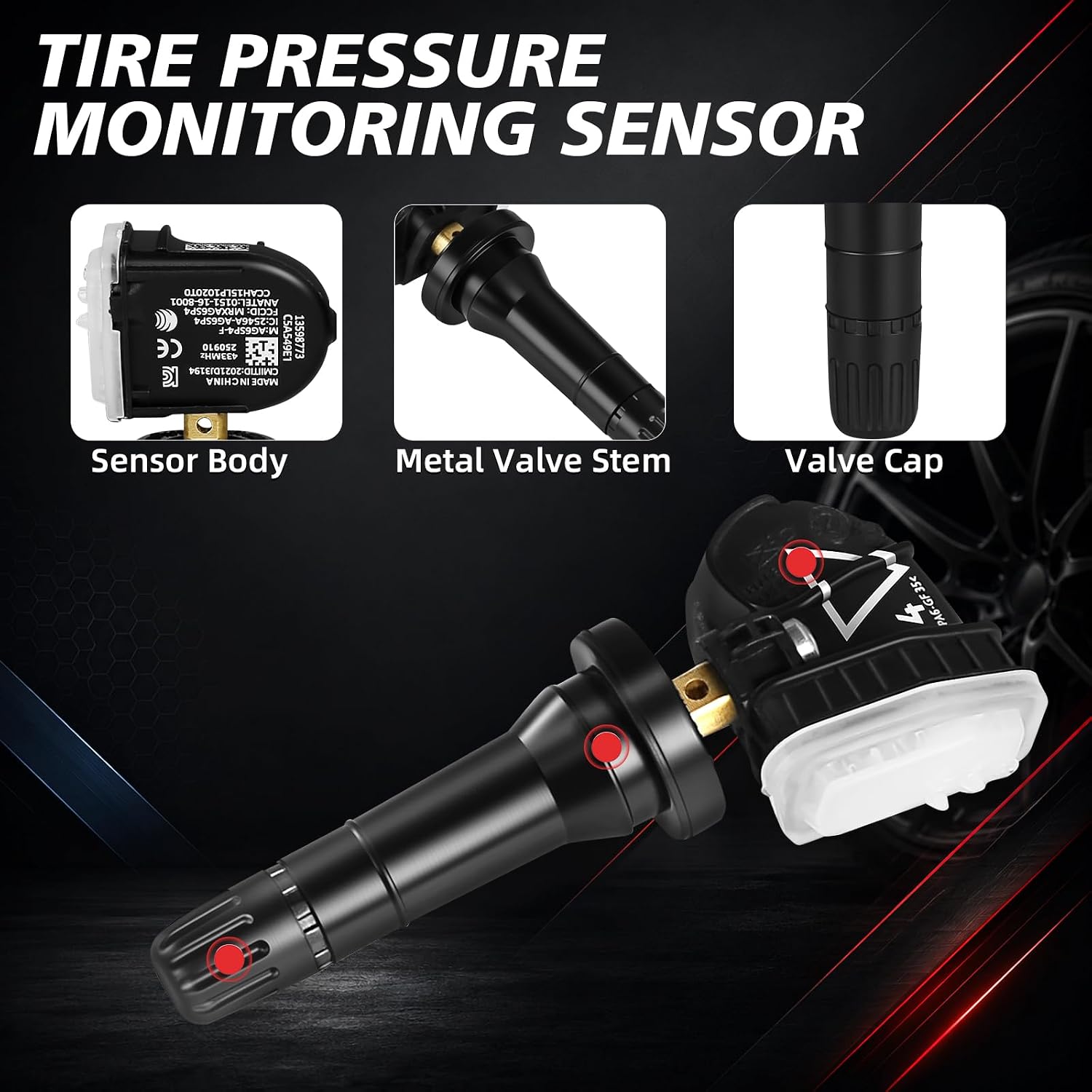4PCS Tire Pressure Monitoring Sensor Pre-Programmed Fits Chevy