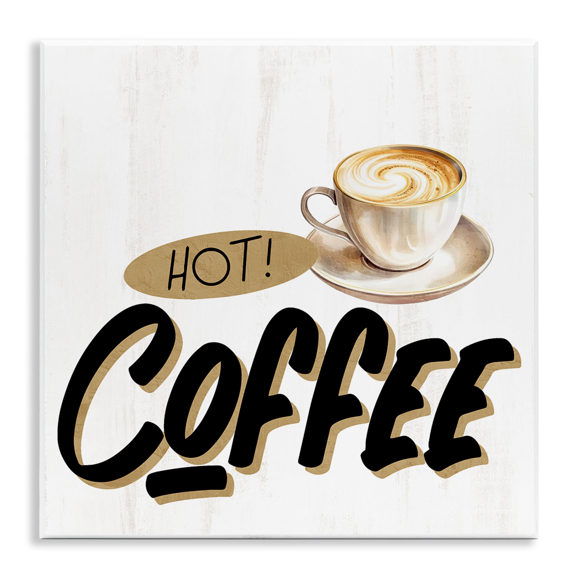 Stupell Industries Hot Coffee Latte Morning 'Retro Fresh Hot Coffee', Wall Plaque Art, 12 X 12 Inches, Easy To Hang And Sturdy, Made In Usa, By Kim Allen
