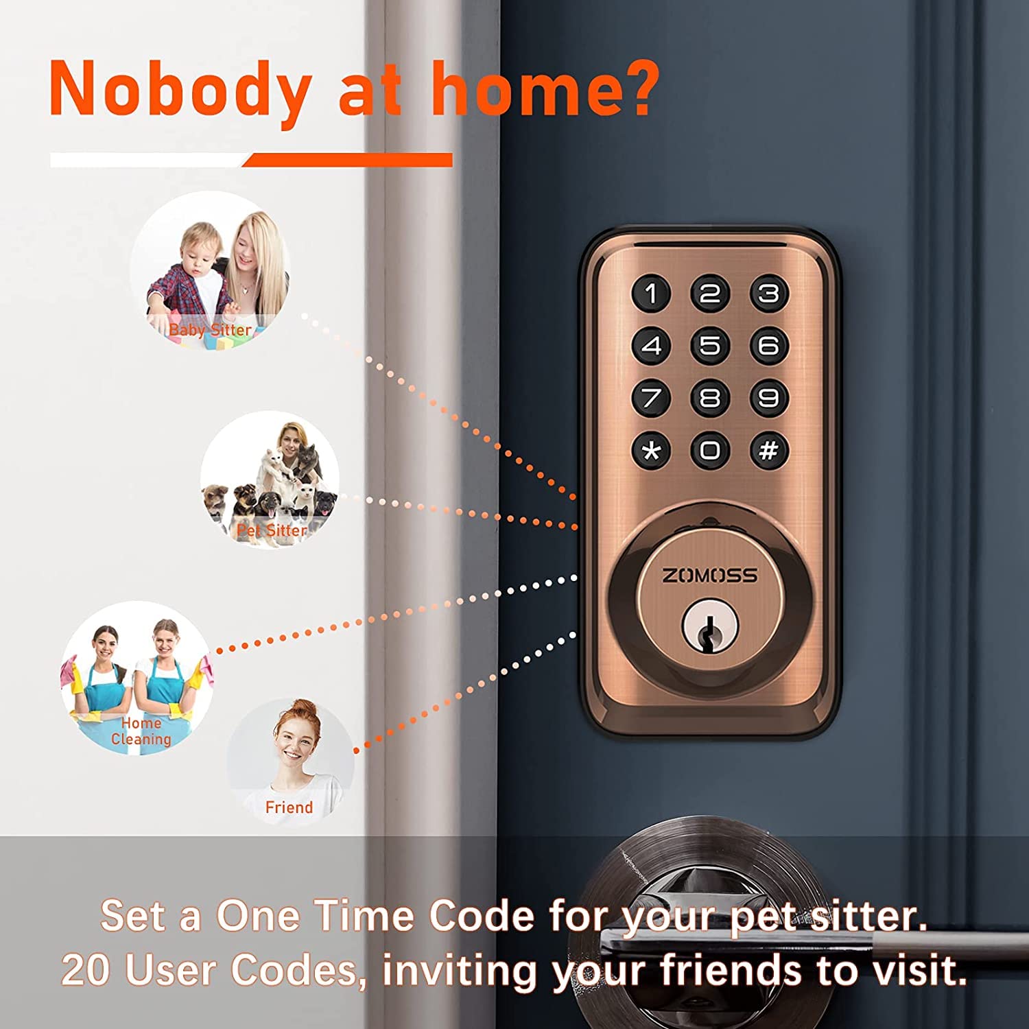 Electronic Keyless Entry Door Lock, Zomoss Keypad Deadbolt Lock