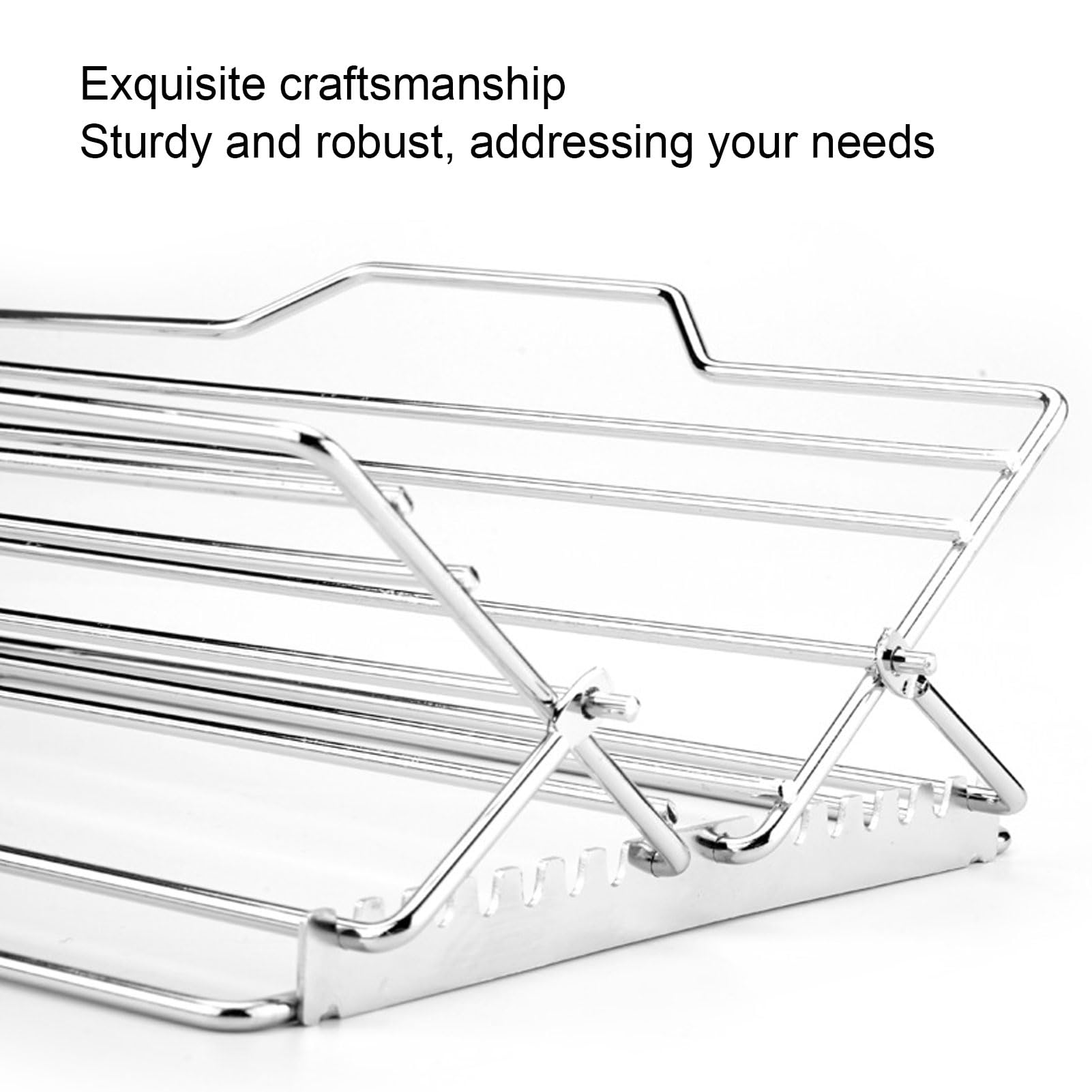 Tomotato Adjustable Roasting Rack, Thickened Non Stick Carbon Steel Turkey Rack for Kitchen Oven Grill, V Shaped Baking Rack for Chicken Ribs Fish