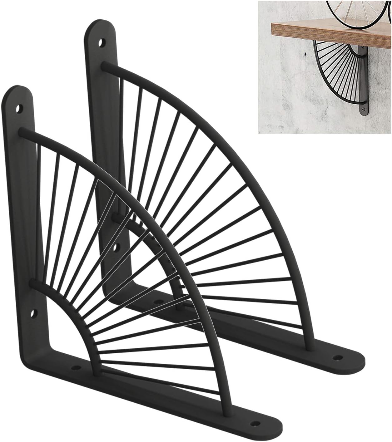 QWEASDF Sector Shelf Brackets Heavy Duty Shelf Brackets Shelving Brackets Right Angle Wall Mounted Shelf Supporters Black Heavy Duty Home Decoration Storage Shelf Support with Screws,200mm/8 in