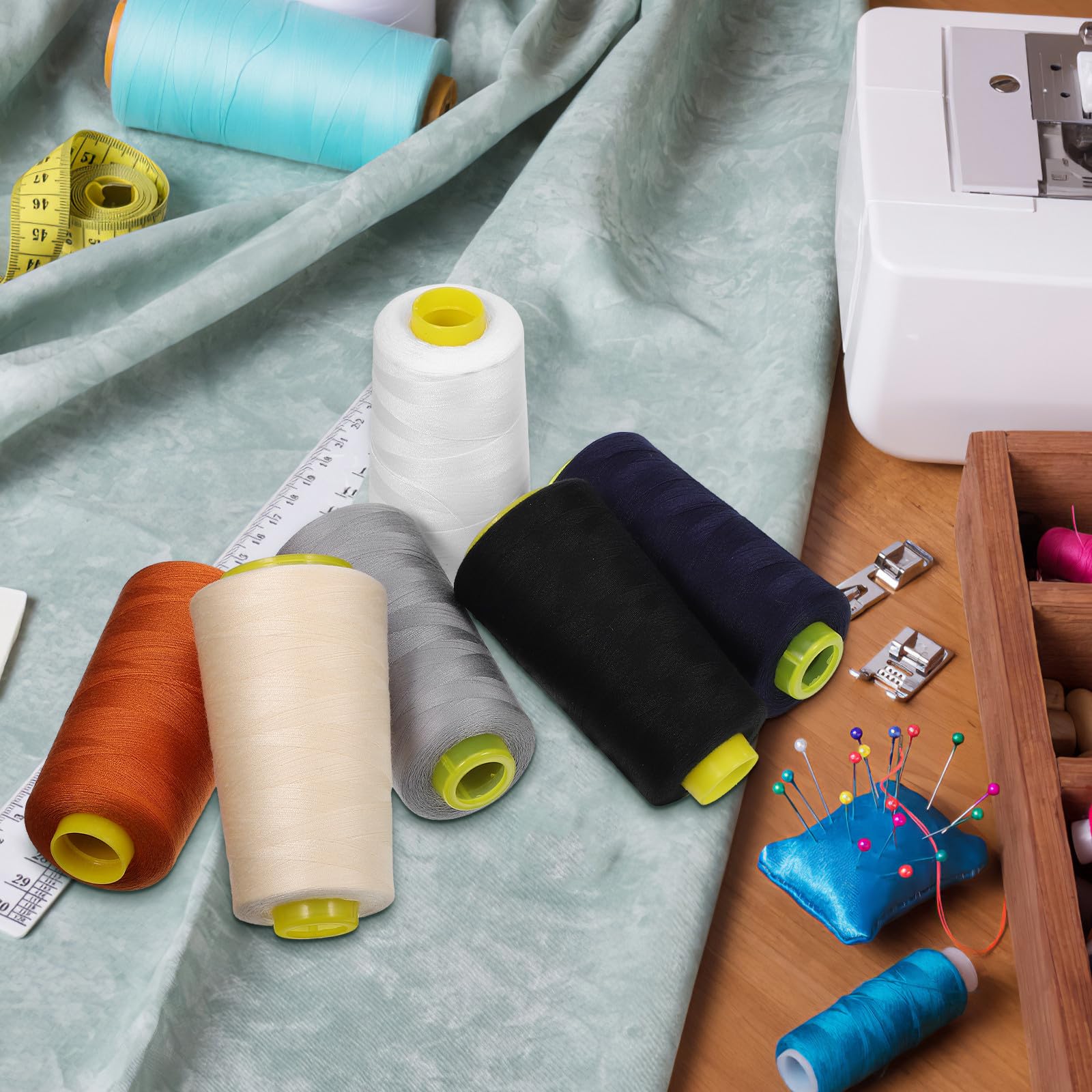 Uonlytech Hilos para Bordar de Poliéster 6 Carretes Surtidos 3000 Yardas para Ropa y Manualidades Colores Duraderos