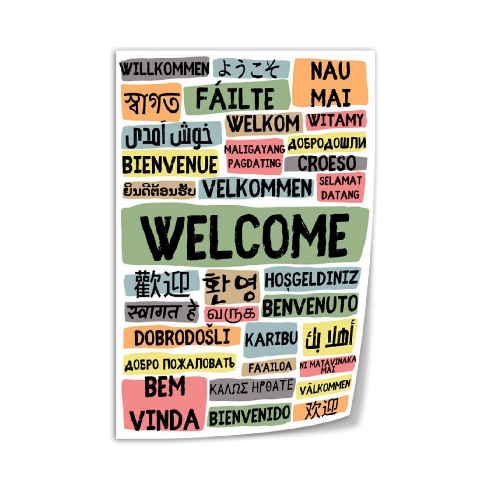 Welcome Poster in Different Languages, Bilingual Super Power Poster, C