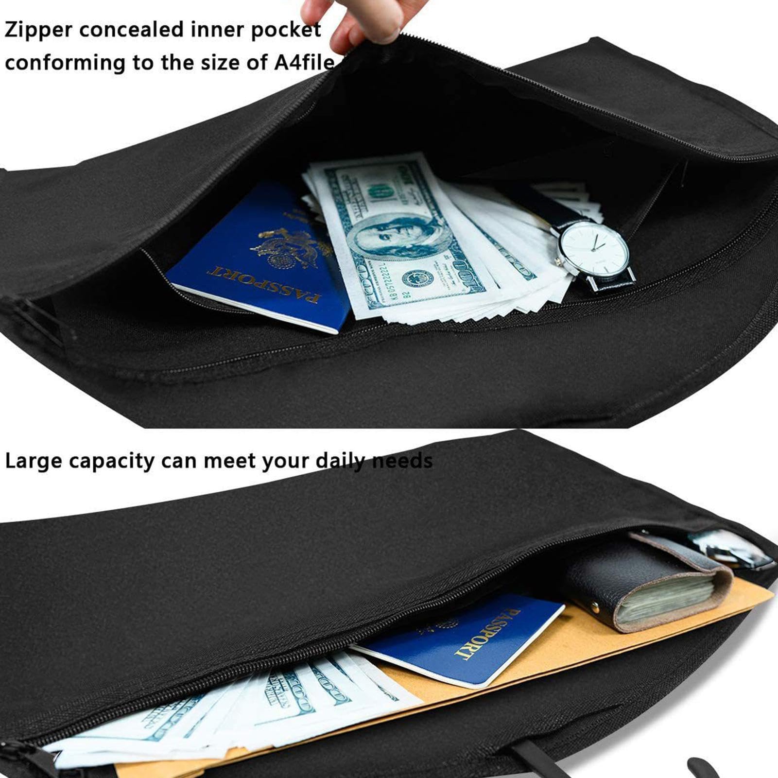2 X Clothes Hanger Diversion Safe Waterproof Hidden Pocket Safe Fits Under Hanging Clothes With Pocket To Hide Valuables For Home Or Travel (Black, A - View #8