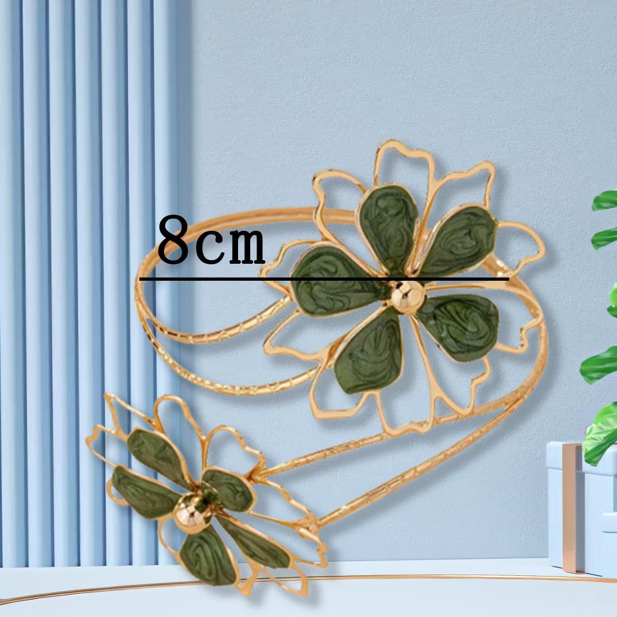 Colorful Flower Arm Cuff Bracelet for Women Adjustable Upper Arm Bangle Coil Swirl Armlet Armband Minimalist Upper Arm Cuff Summer Beach Jewelry Gifts Statement Party Jewelry - Image 3