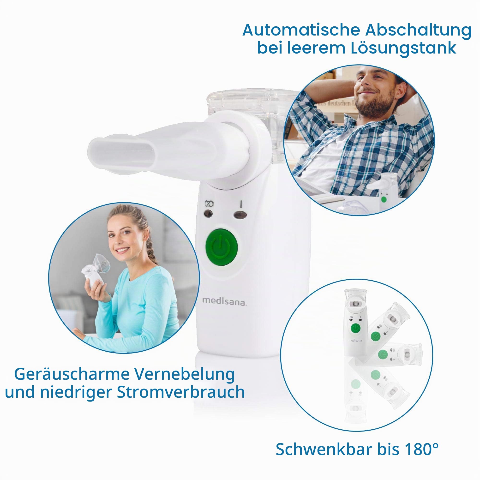 medisana IN 525 Inhalator für unterwegs, mobiles Inhalationsgerät | Mit Mundstück & Maske für Erwachsene und Kinder, Vernebler Inhaliergerät bei Erkältung und Asthma mit extra viel Zubehör