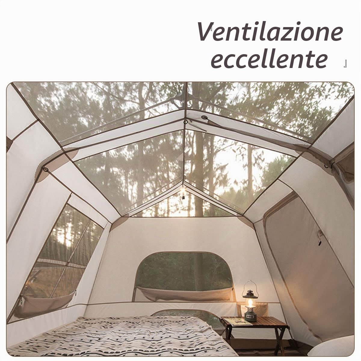 Naturehike Village 13㎡ & 6㎡ & 5㎡ Tenda Familiare Automatica Tenda a Tunnel da 4-6 Persone Tenda Pop-up Tenda da Campeggio per Viaggi in Auto, Campeggio, Riunioni di Famiglia All'aperto