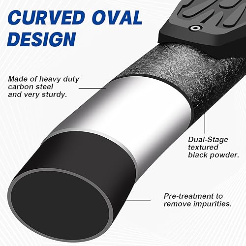 Miniatura 6 de Estribos de 3.5 pulgadas compatibles con Ford F150 Crew Cab 2015-2024. Barras de paso Ford F150 y barras de acero al carbono Nerf