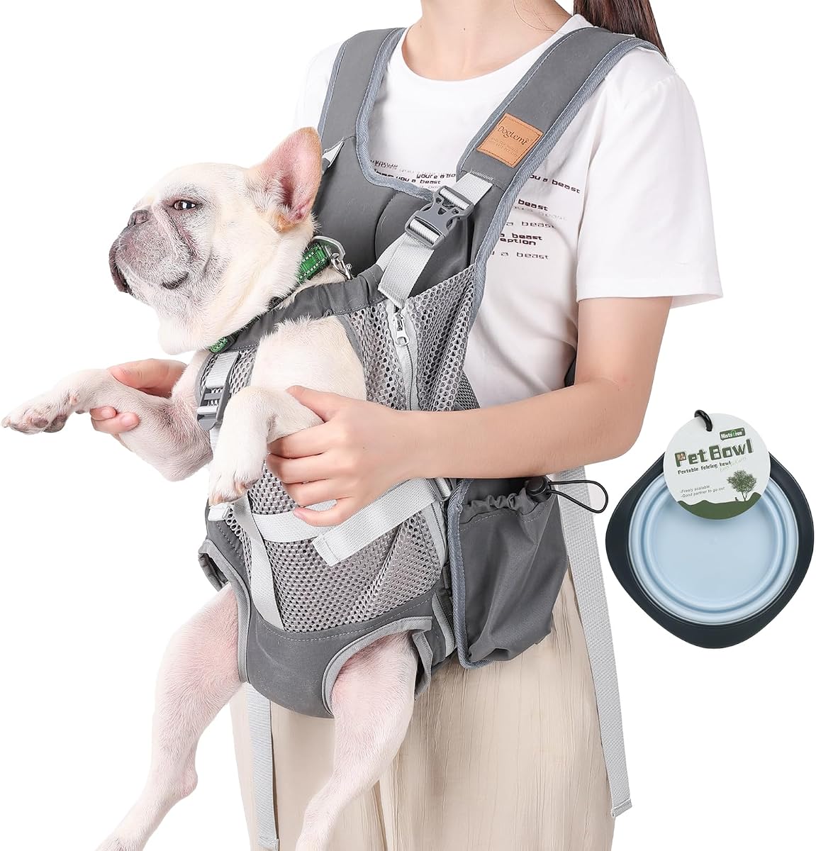 Mochila transportadora para perros – Mochila transportadora para mascotas con patas hacia afuera para perros pequeños y medianos, transportador frontal para perros con manos libres, mochila ajustable de fácil ajuste para caminar, caminar, andar en bicicleta y motocicleta