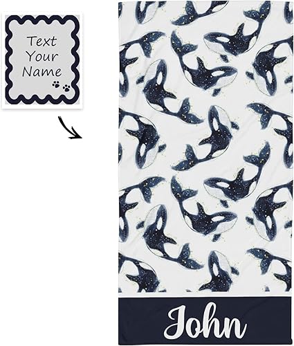 Miniatura 2 de Toalla de playa personalizada con nombre para niños, mujeres y hombres, toalla de baño para viajes, camping, 30 x 60 pulgadas, 2 lados impresos