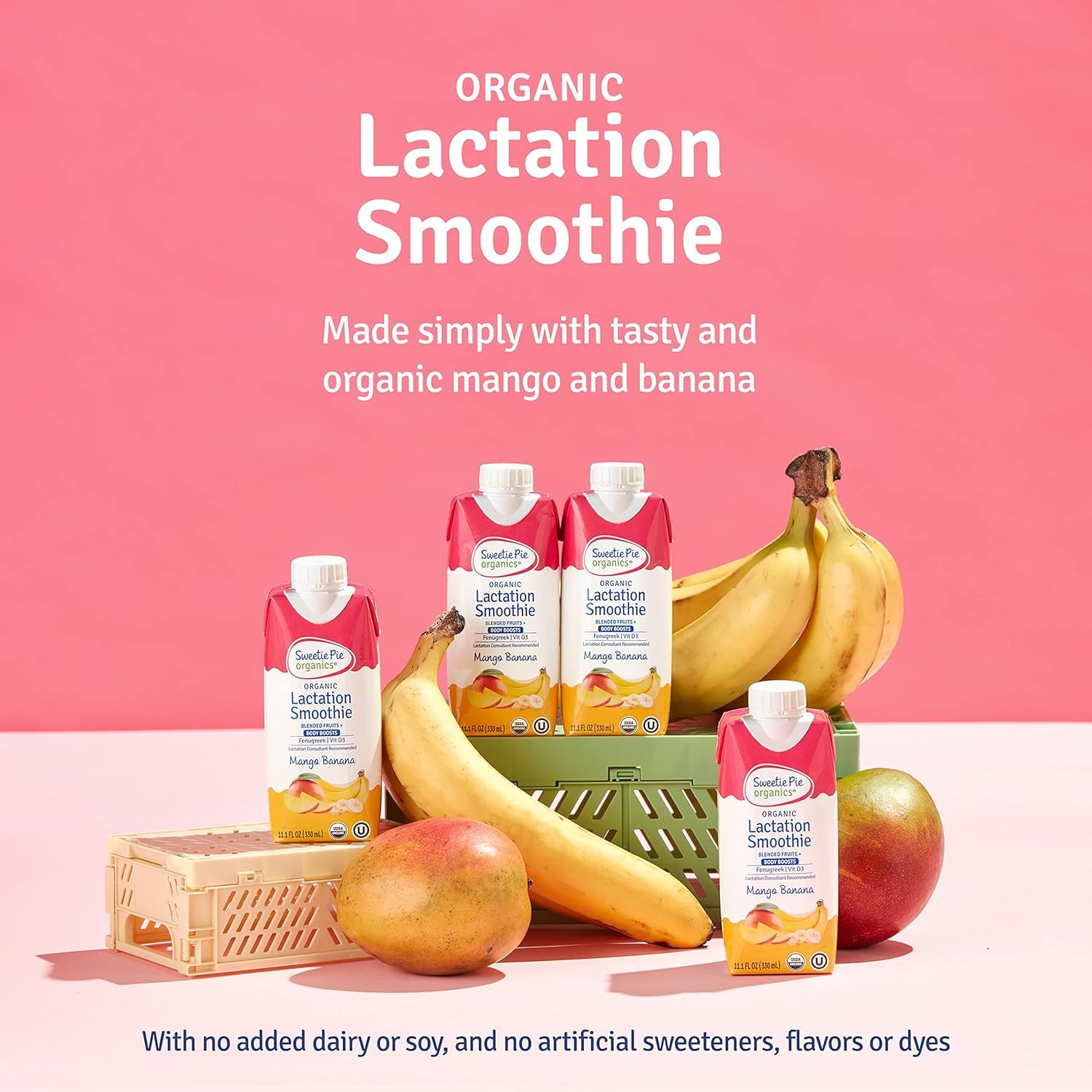 Sweetie Pie Organics Lactation Smoothie, Mango Banana with Apple Pear, Variety Pack, 8 Count