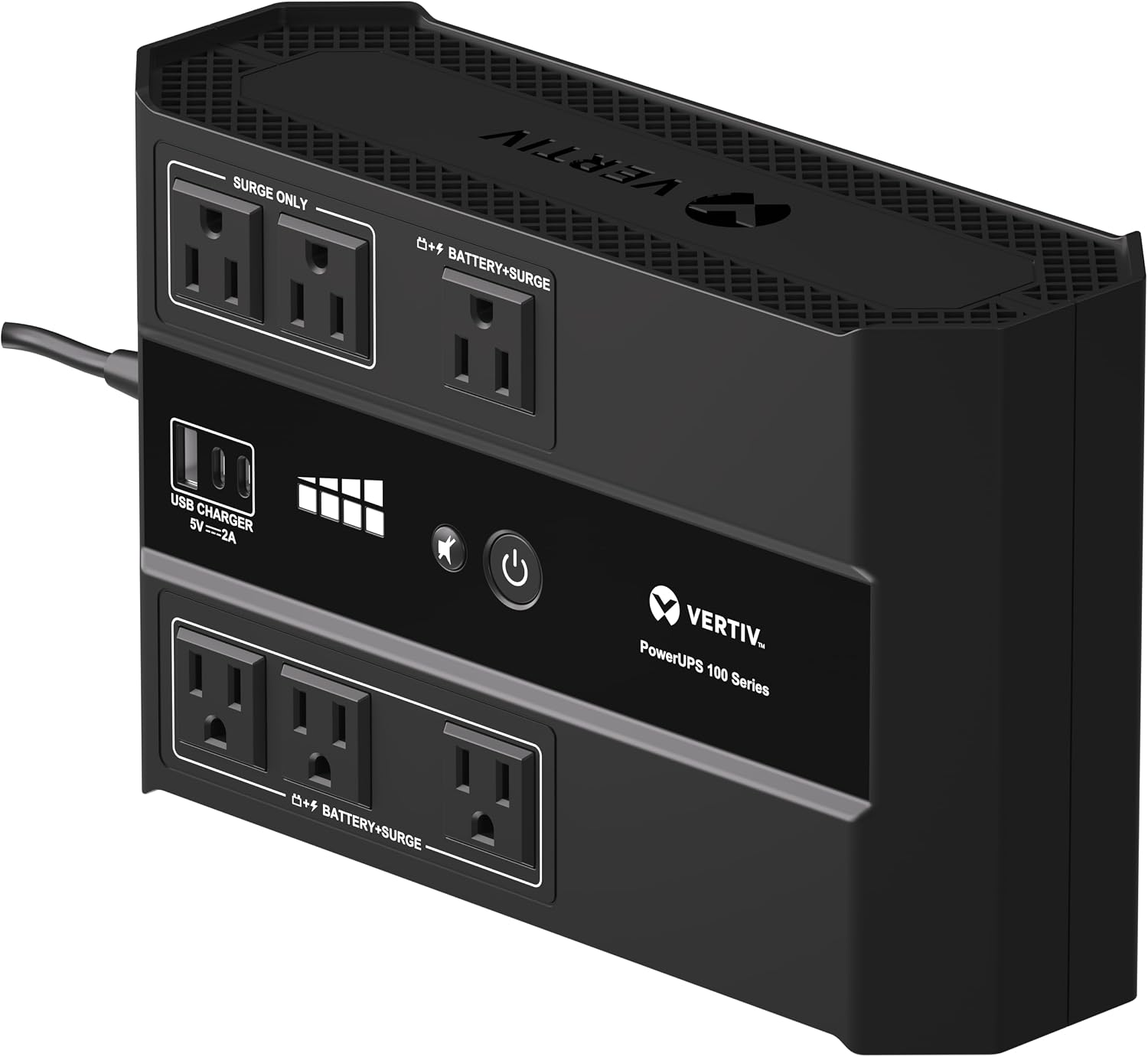 Vertiv Liebert PowerUPS 100 PST6-500LVMT Battery Backup UPS 500VA USB-C+A