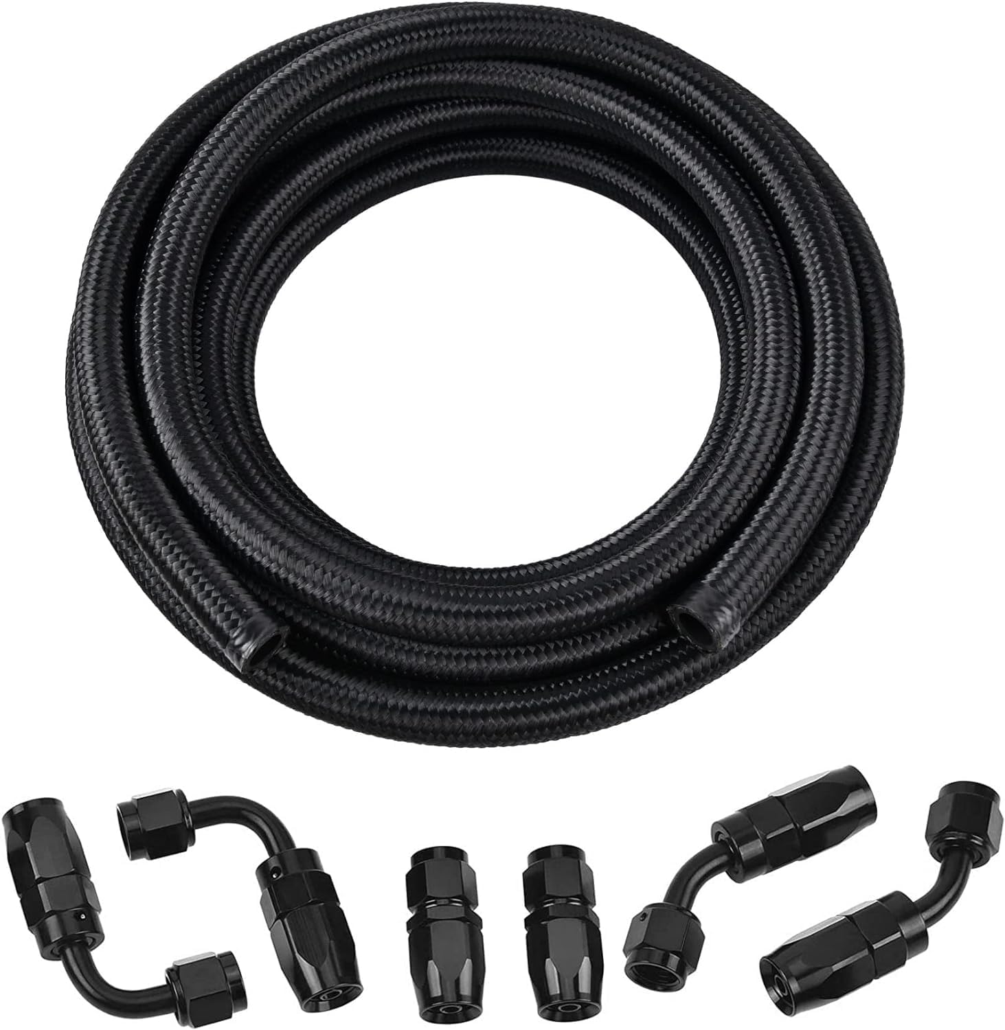 Evil Energy 10AN Fuel Line Kit,AN10 Braided Nylon Fuel Hose CPE 10FT Black