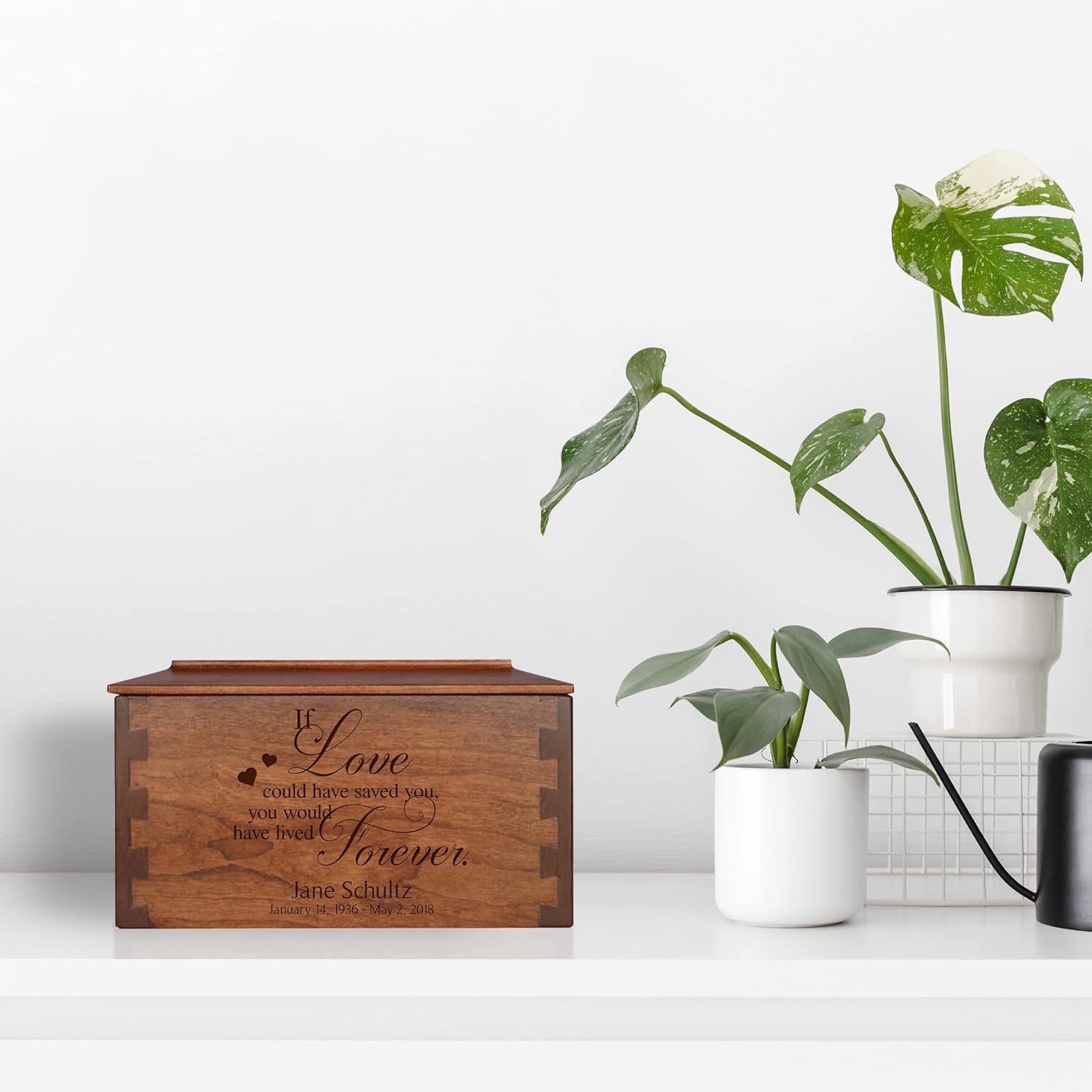 LifeSong Milestones Medium Dovetail Urns for Human Ashes Adult Female Burial Urns for Ashes Adult Male Memorial Gifts for Loss of Loved One Personalized Wooden Urn Box Funeral Urn for Human Ashes