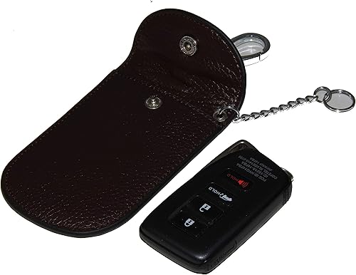 Miniatura 2 de Faraday - Funda de piel auténtica con bloqueo de señal de coche, dispositivo de bloqueo antirrobo RFIDWiFiGSMLTENFC (marrón)