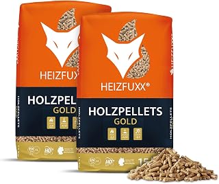 HEIZFUXX Gold ENplus A1 HD-Qualität Holzpellets Nadelholz 30 kg (2 x 15 kg)