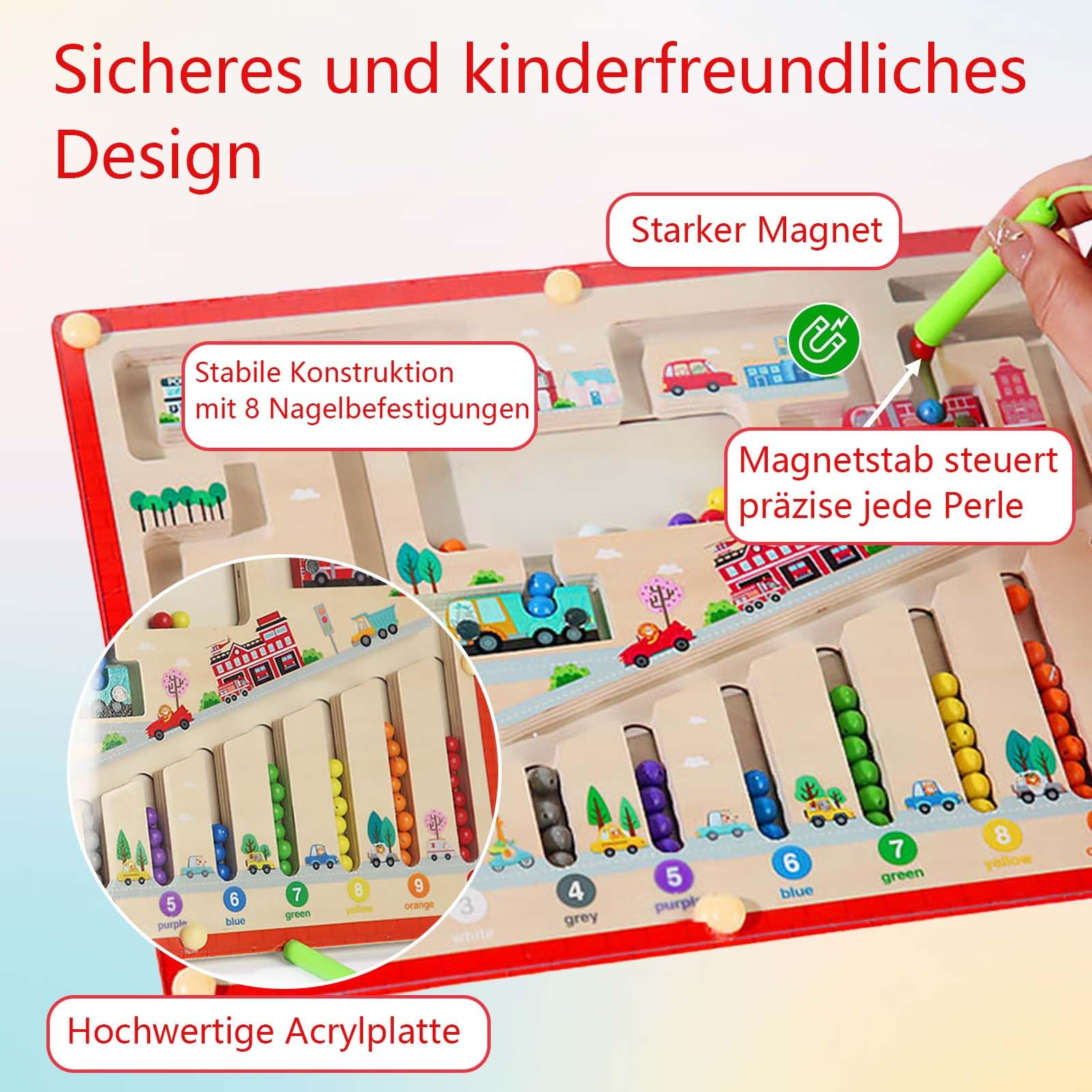 Magnetisches Labyrinth Spielzeug - Montessori Lernspiel Ab 3 Jahren