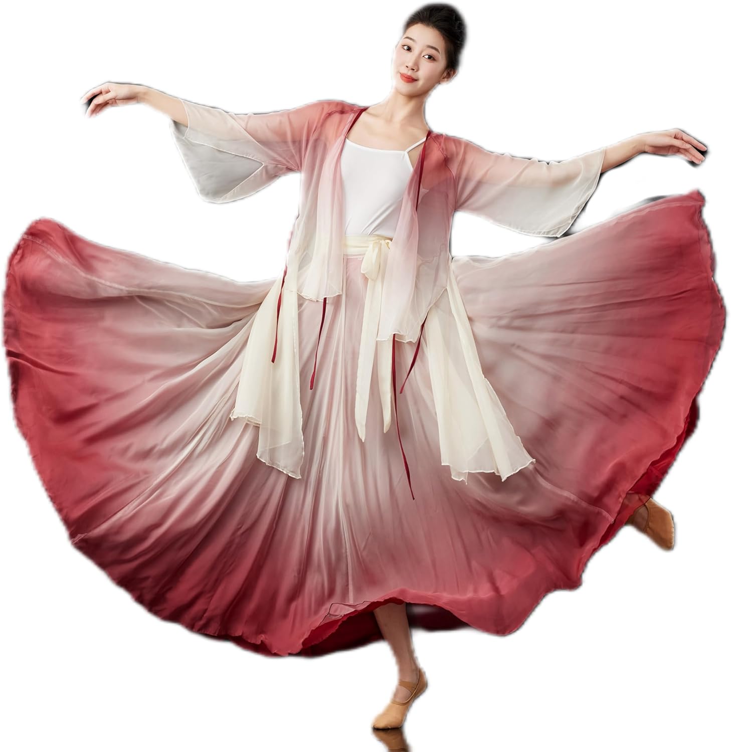 HEARTTOUCH Women's 720° Fairy Lyrical Dance Skirt Swing Ballet Modern Skirts Dance Costume for Performance Photography