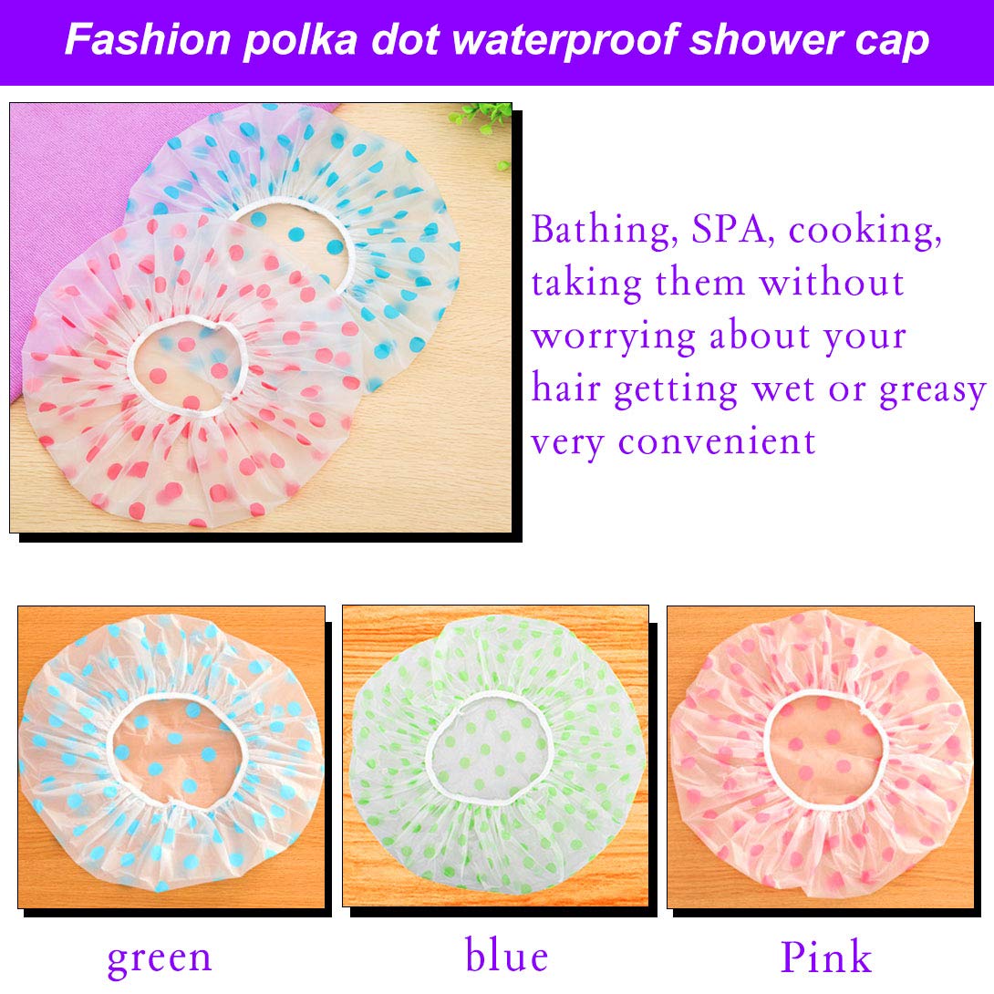 Shower Caps, Waterproof Bath Cap, Reusable Shower Caps, Environmental Protection Hair Bath Caps, 3 Pieces