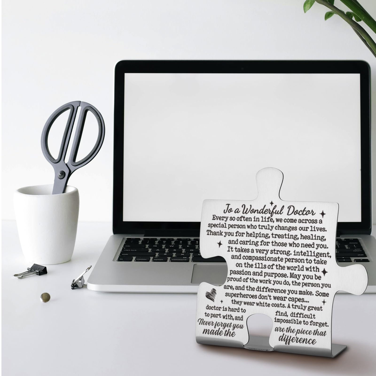 To A Wonderful Doctor Appreciation Gifts, Thank You Gifts for Doctors Birthday Christmas Graduation Team Office Ornament Decor Stainless Steel Puzzle Piece Decorative Signs Plaques Ann32