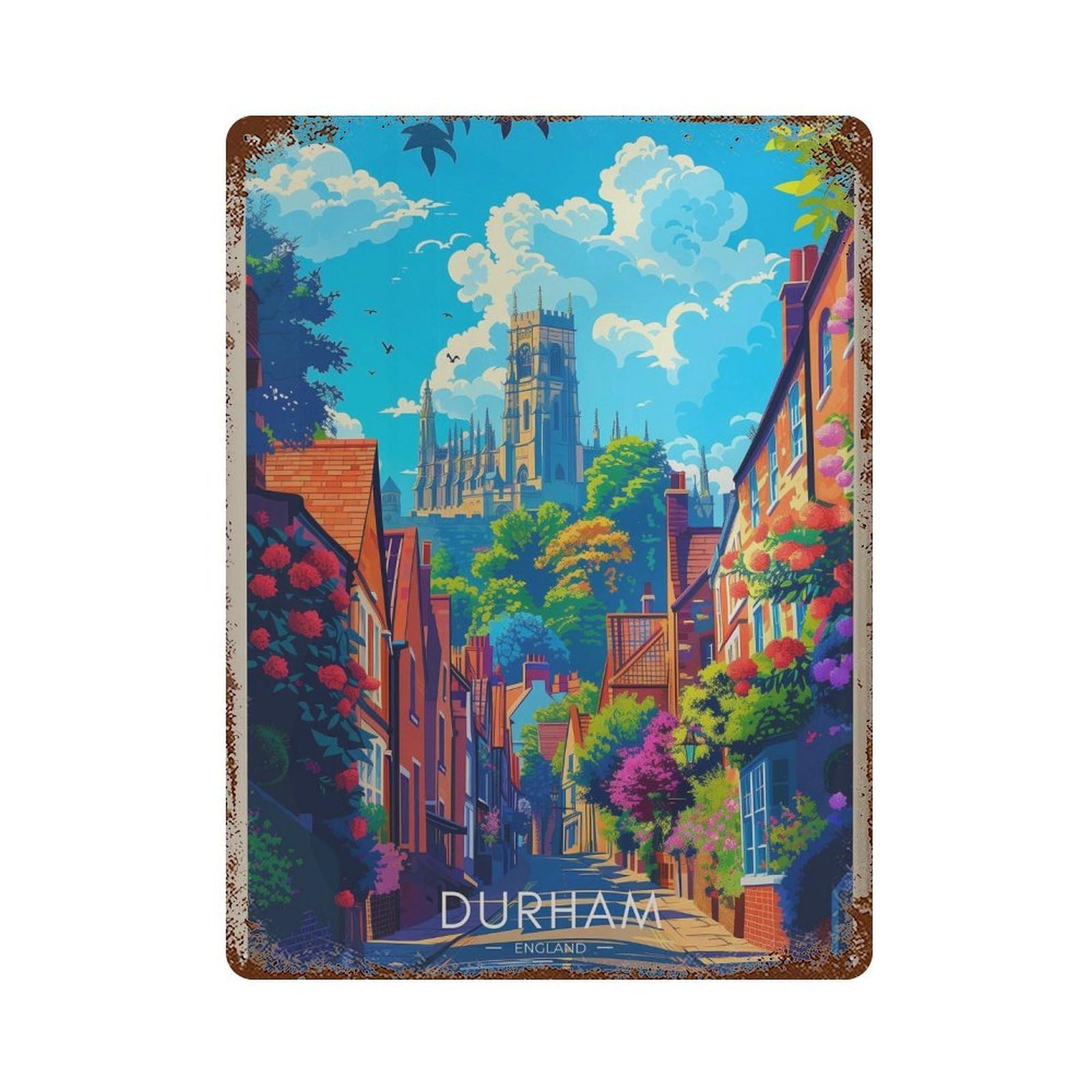 xiaoxiaoshen Durham England Travel Northumberland Wall Decor Art Metal Tin Poster Modern Home Decor Art Home Bar Shop Decorations Vintage Sign 40x30cm