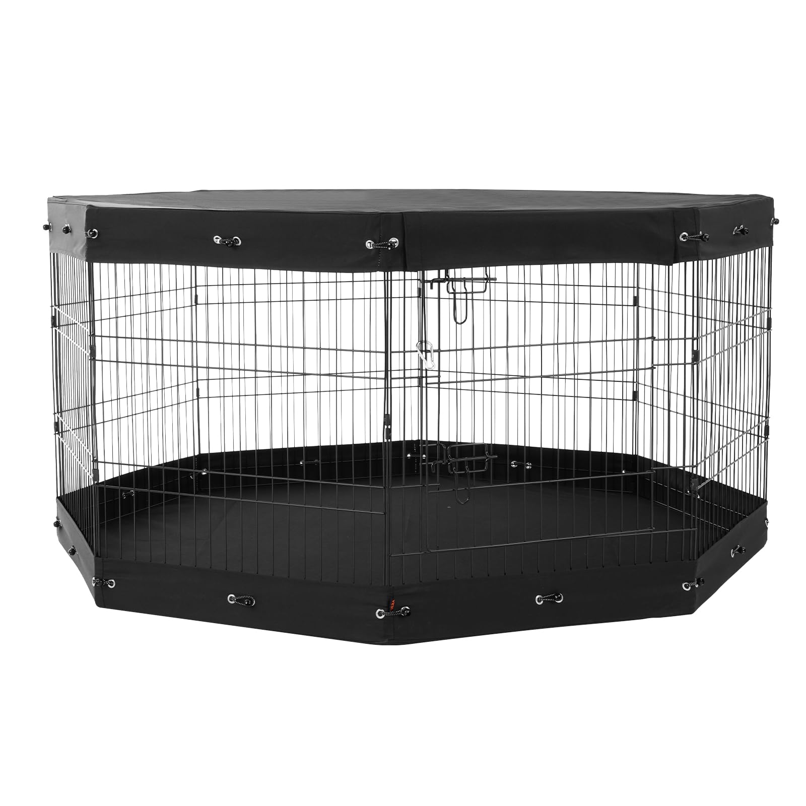 VEVOR Parc pour Chien 160x160x76 cm Enclos Chat Chiot Pliable 8 Panneaux, Clôture d'exercice en Métal avec Porte, Tapis, Housse de Protection, pour Petits Animaux de Compagnie, Intérieur, Extérieur