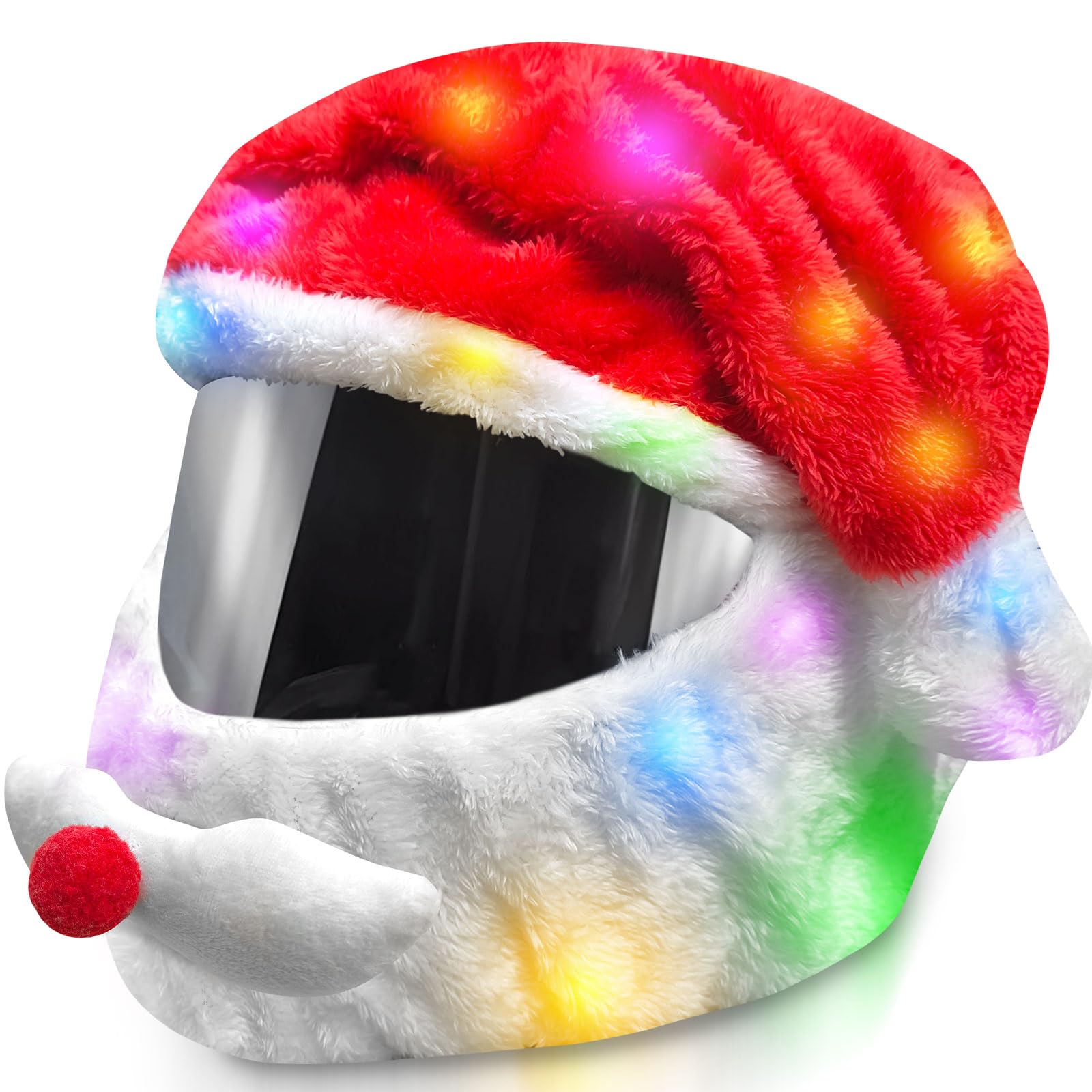 krishome Extra Large Christmas Santa Couverture de Casque de Moto Light Up décoration de Chapeau 28 x 15,8 in,Chapeau de Noël accessoires avec lumière pour hommes femmes, manèges amusants et cadeaux