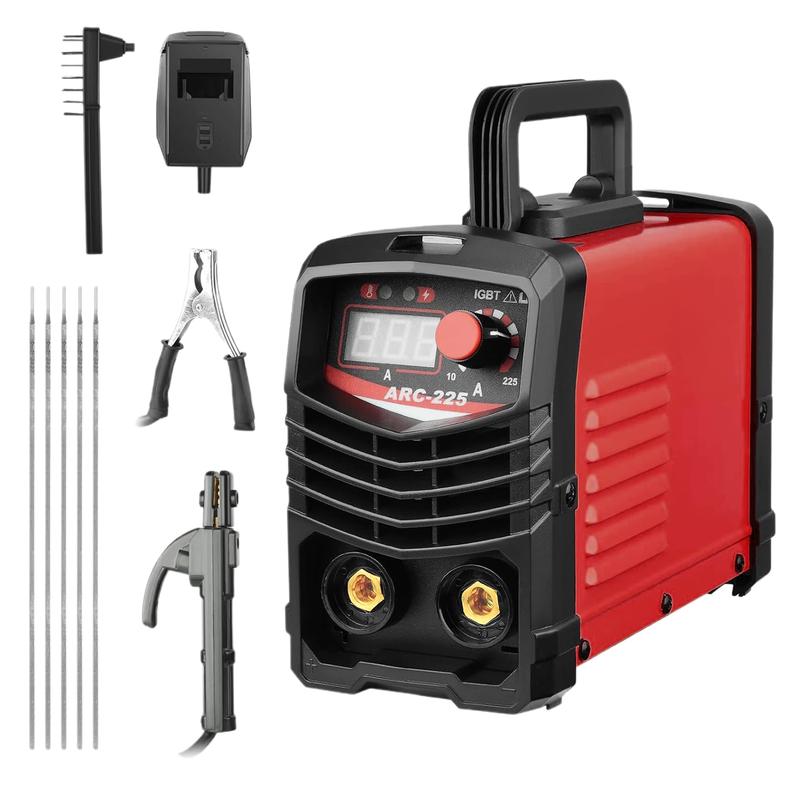 ARC-225 Schweißgerät 220V, Mini Schweißgerät mit IGBT Inverter, Elektroden Schweißgerät mit Einstellbarem Strom & Digitaldisplay, Tragbares Handschweißgerät mit Komplettzubehör