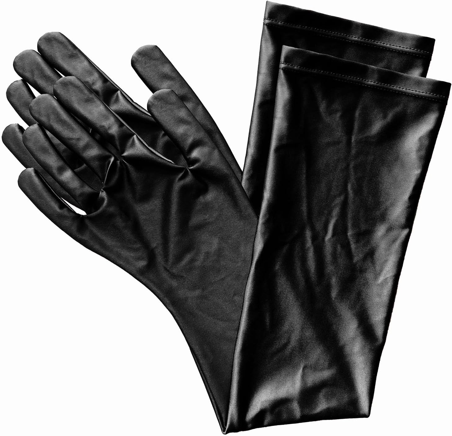 AMORESY Elbow-Length Gloves – Shiny Stretch Opera-Style Arm Sleeves for Party, Performance, Cosplay & Fashion