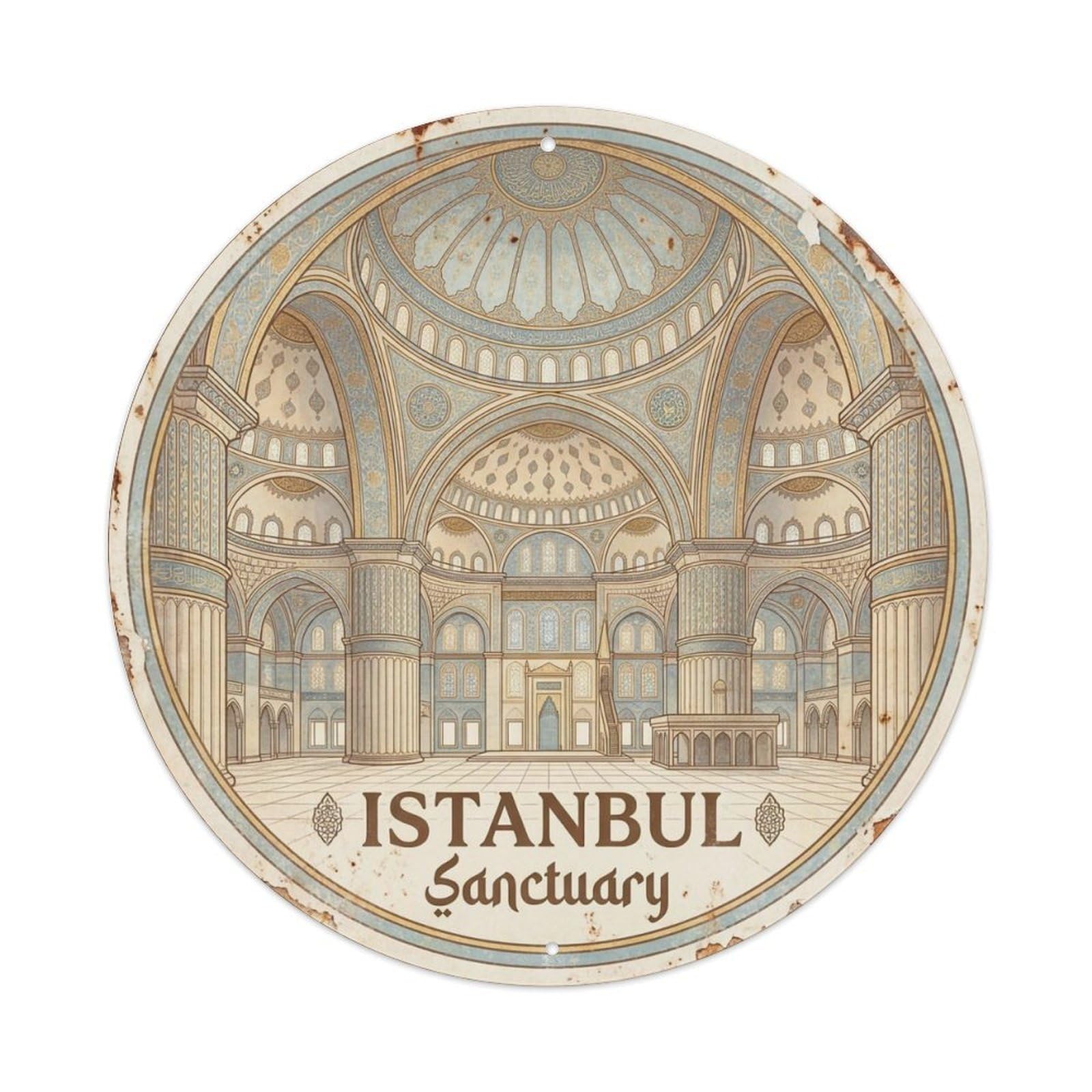 Vintage Travel Istanbul Turkey Sanctuary Vintage Metal Tin Sign Plaque Wall Decor for Cafe, Club Bar, Office, Garden Metal Poster 8x8Inch
