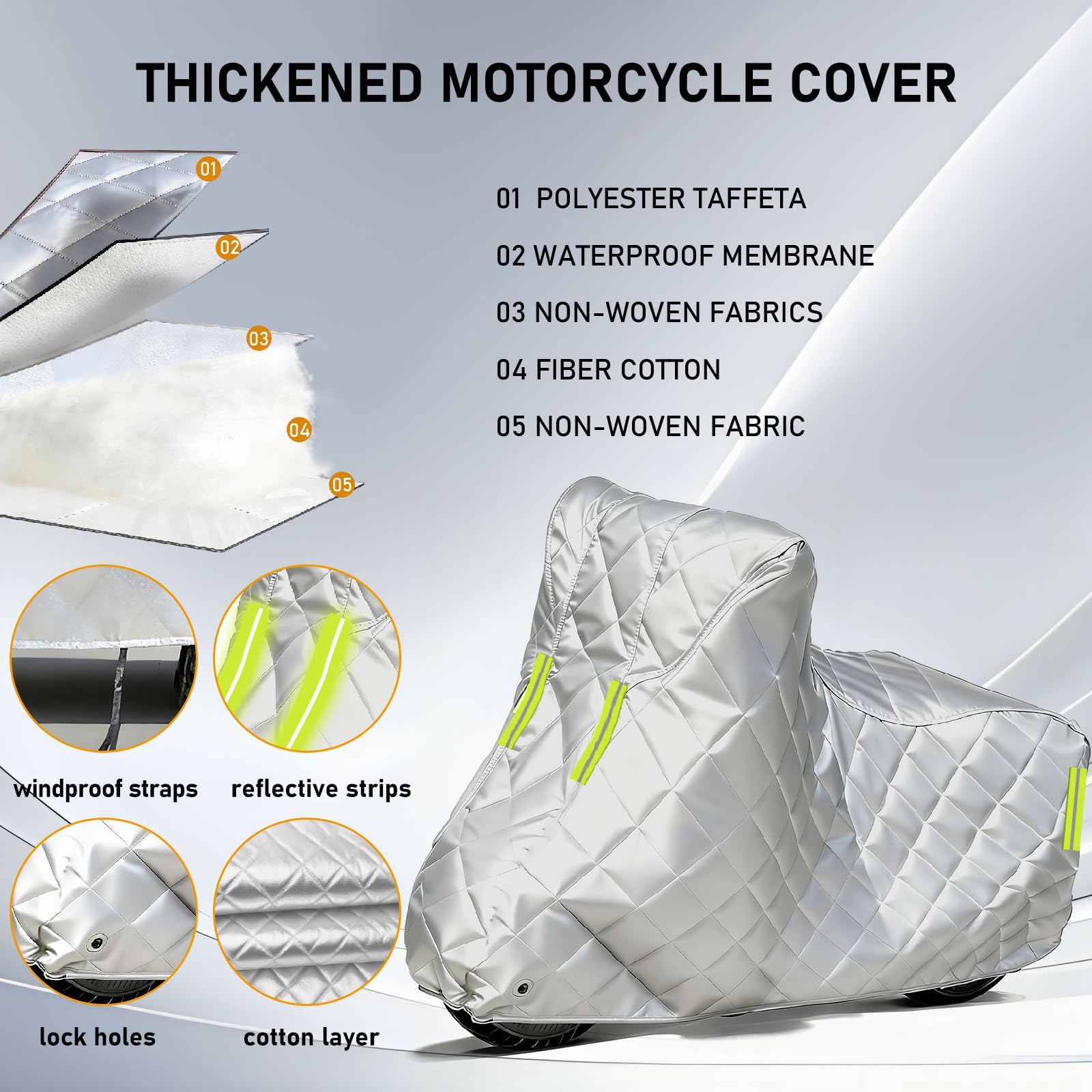 Bache Moto Exterieur Etanche pour Orcal Tabor 125 Equipe,Bâche de Moto Anti-Grêle,Protection UV, Anti-Poussière, Anti-Rayures avec Trou de Serrure