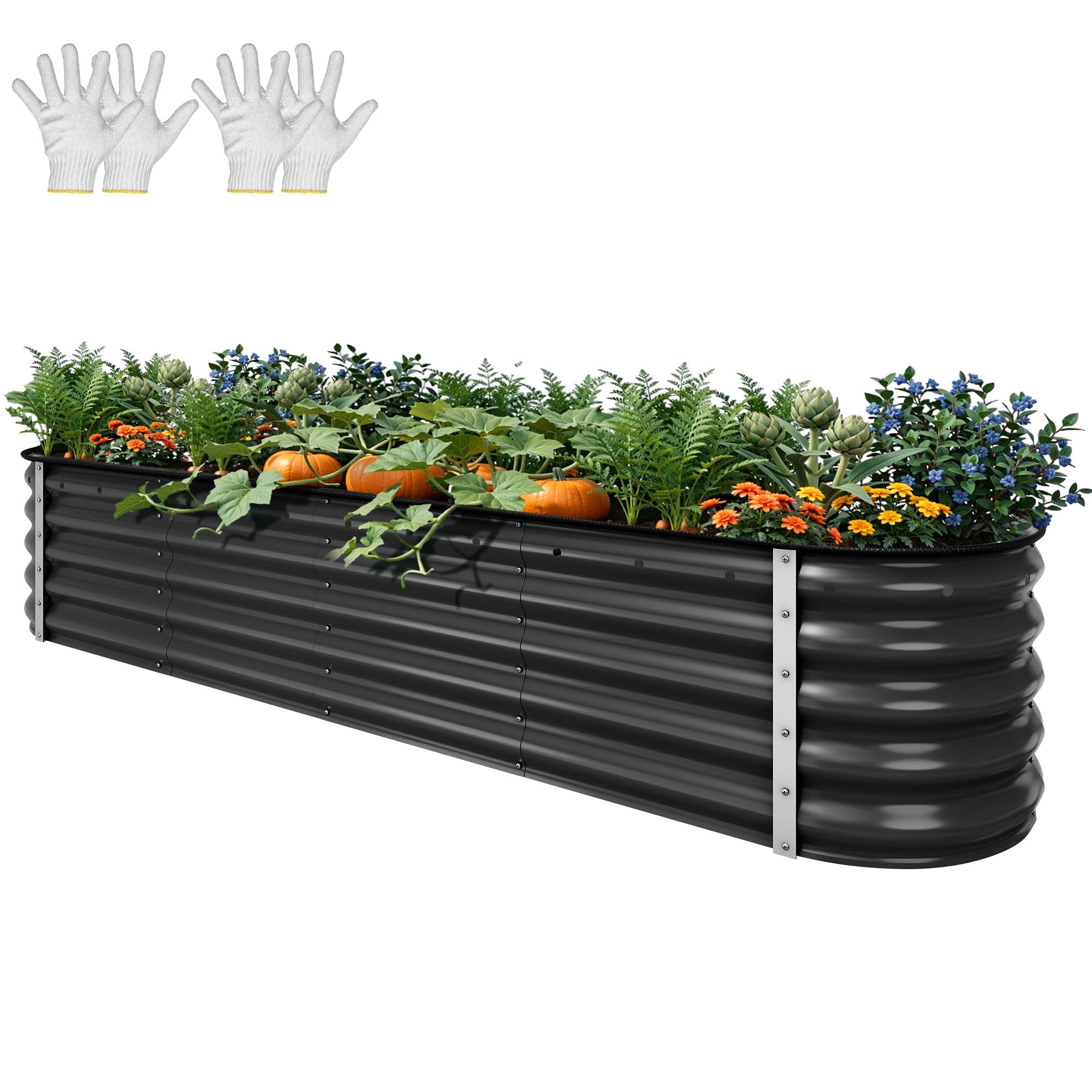 DWVO Jardinera de metal para exteriores, 240 x 61 x 43 cm, kit de bancal alto de zinc, aluminio y magnesio, acero inoxidable, bancal elevado para jardín, con goma de seguridad para verduras, flores y