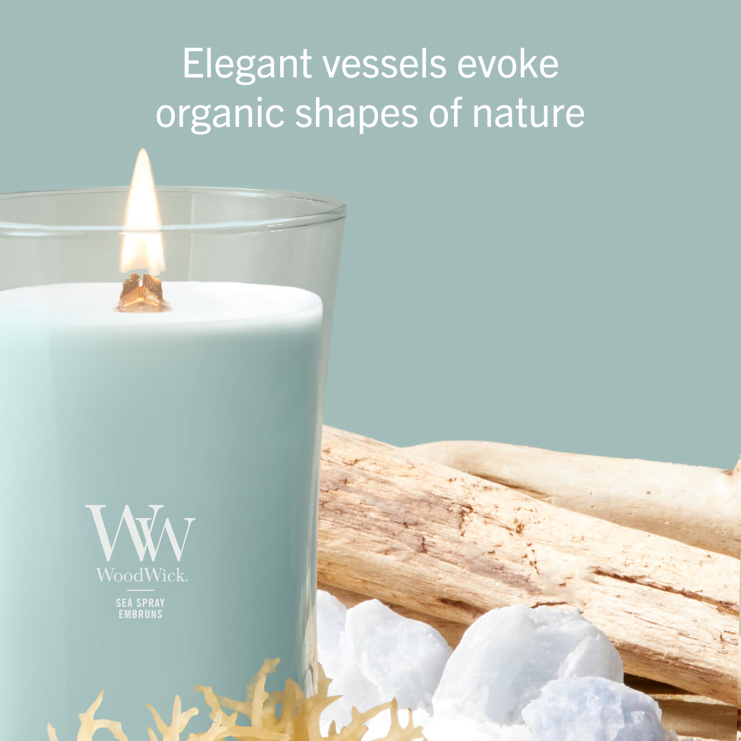 WoodWick Vela perfumada | Vela grande en forma de reloj de arena | Marine Drift | Regalos perfectos para mujeres