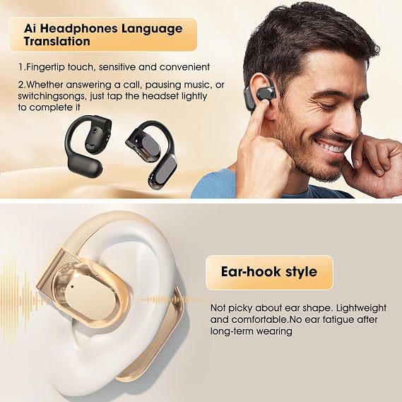 Translation Earbuds, Ai Language Translator Earbuds Real-Time,3-in-1 Language Translation Earbuds,Translator Earphone with 144 Languages for Travel Business Learning (Black)