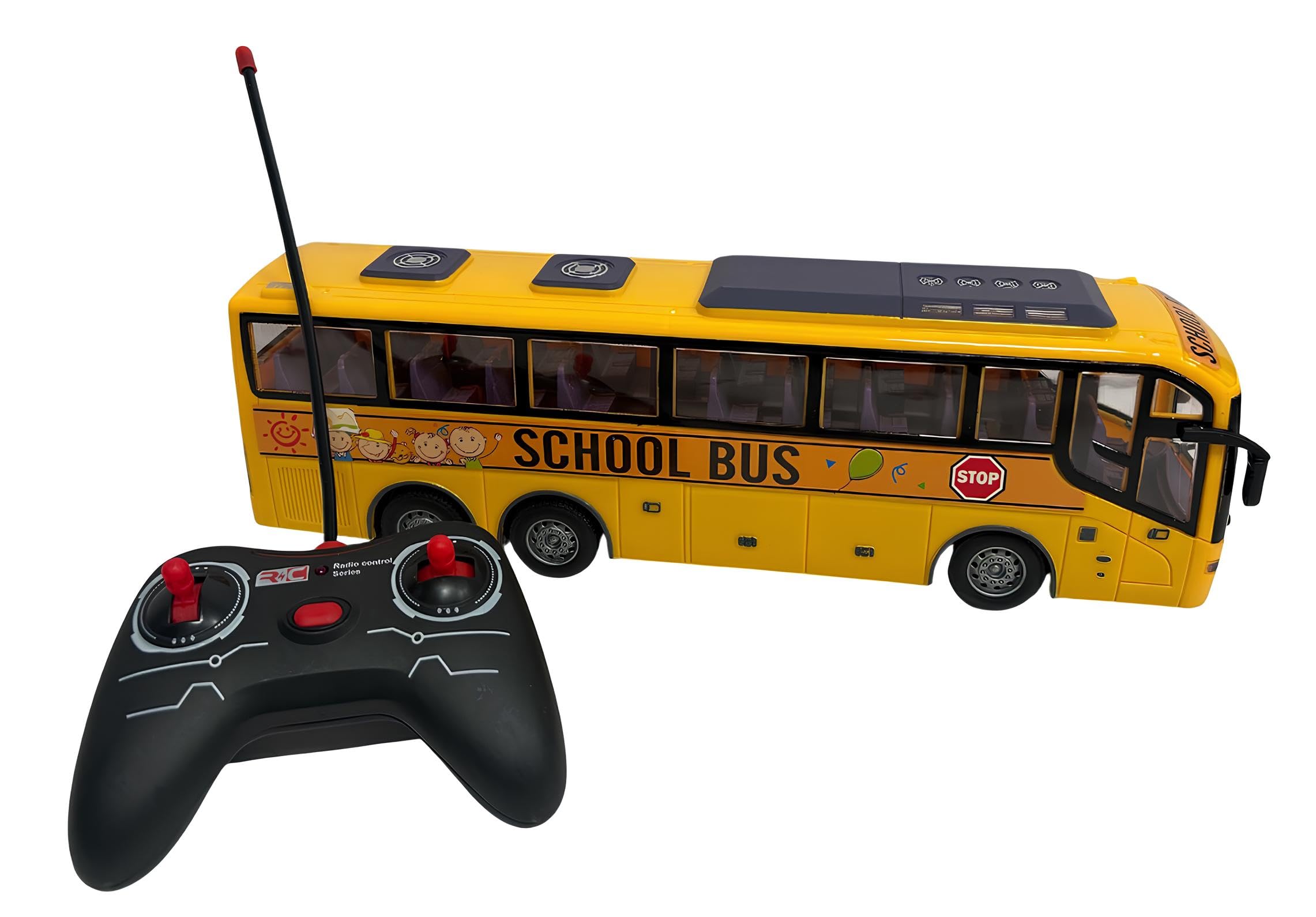 Bus Jouet Télécommandé avec Lumières Bus Grand cm 32 Pullman Jouet pour Enfants Lumières Mouvement Voiture Radiocommandé Autobus Roues Caoutchoutées École Buss Pullman Courrier Multifonction Échelle 1
