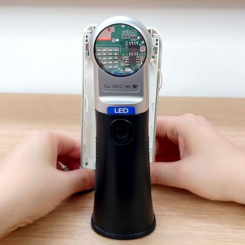 Miniatura 9 de MAGDEPO 10X Jewelers Loupe SMD LED iluminado de pie de mano de 1.4 pulgadas lente acrílica con luz negra UV antifalsificación para personas mayores