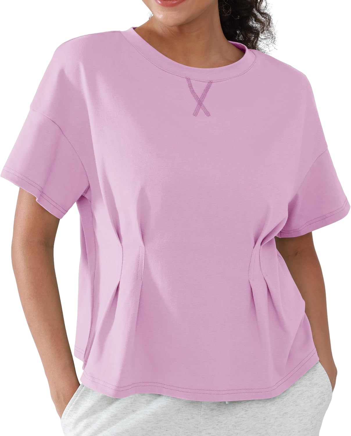 Workout Shirts for Women Short Sleeve Loose Fit Athletic Tops Moisture Wicking Yoga Running Gym Casual Shirts - Image 2