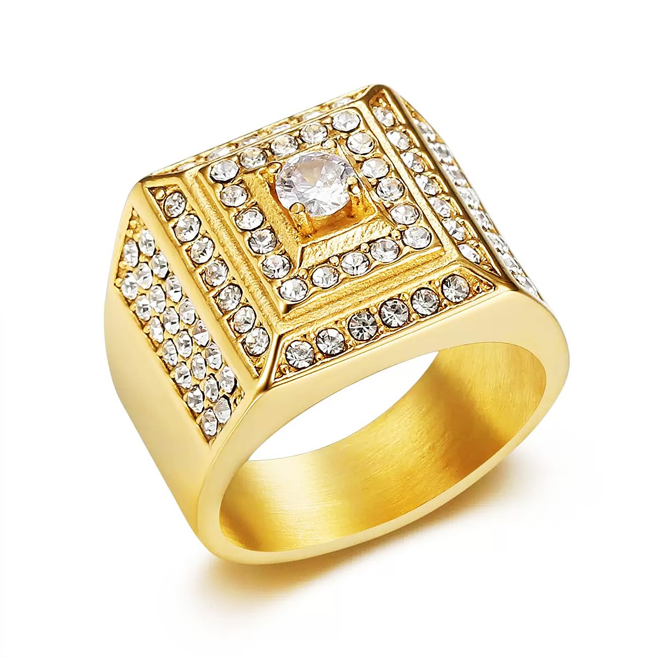 ICED OUT Big gems square Stone Rings for Men Hip Hop Square Big gem ring for women cocktail party Music Festival rings Jewelry Rings for Men Heavy Metal Party