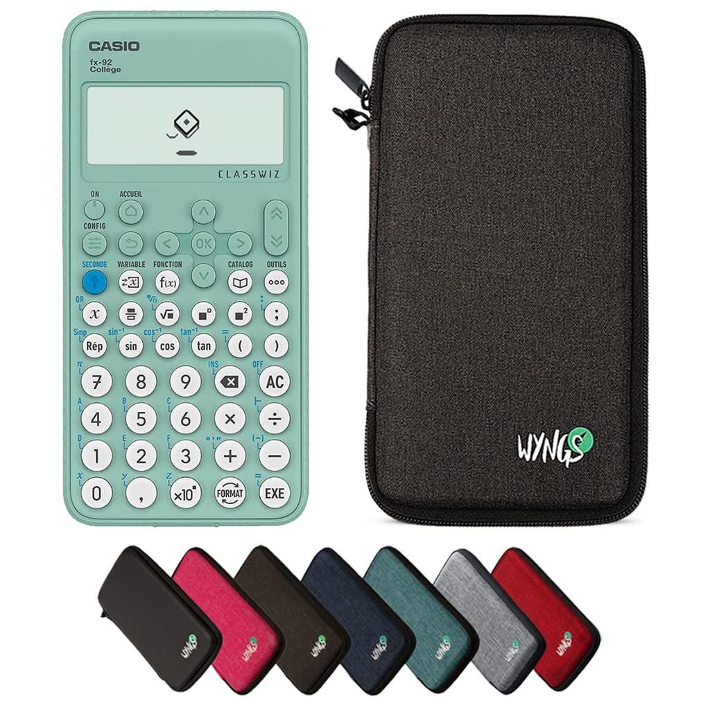 Casio fx-92 Collège including a WYNGS protective case in Dark Gray - Basic Set (French), Dark grey