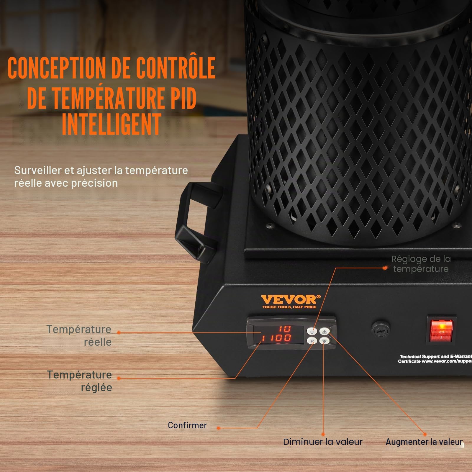 VEVOR Four de Fusion Automatique Électrique 1350 W Four de Fusion d'Or 1150℃ avec Creuset en Graphite 1 kg et 3 kg, Contrôle Numérique Chauffage Rapide pour Traitement de Métaux Argent Aluminium Cuivr