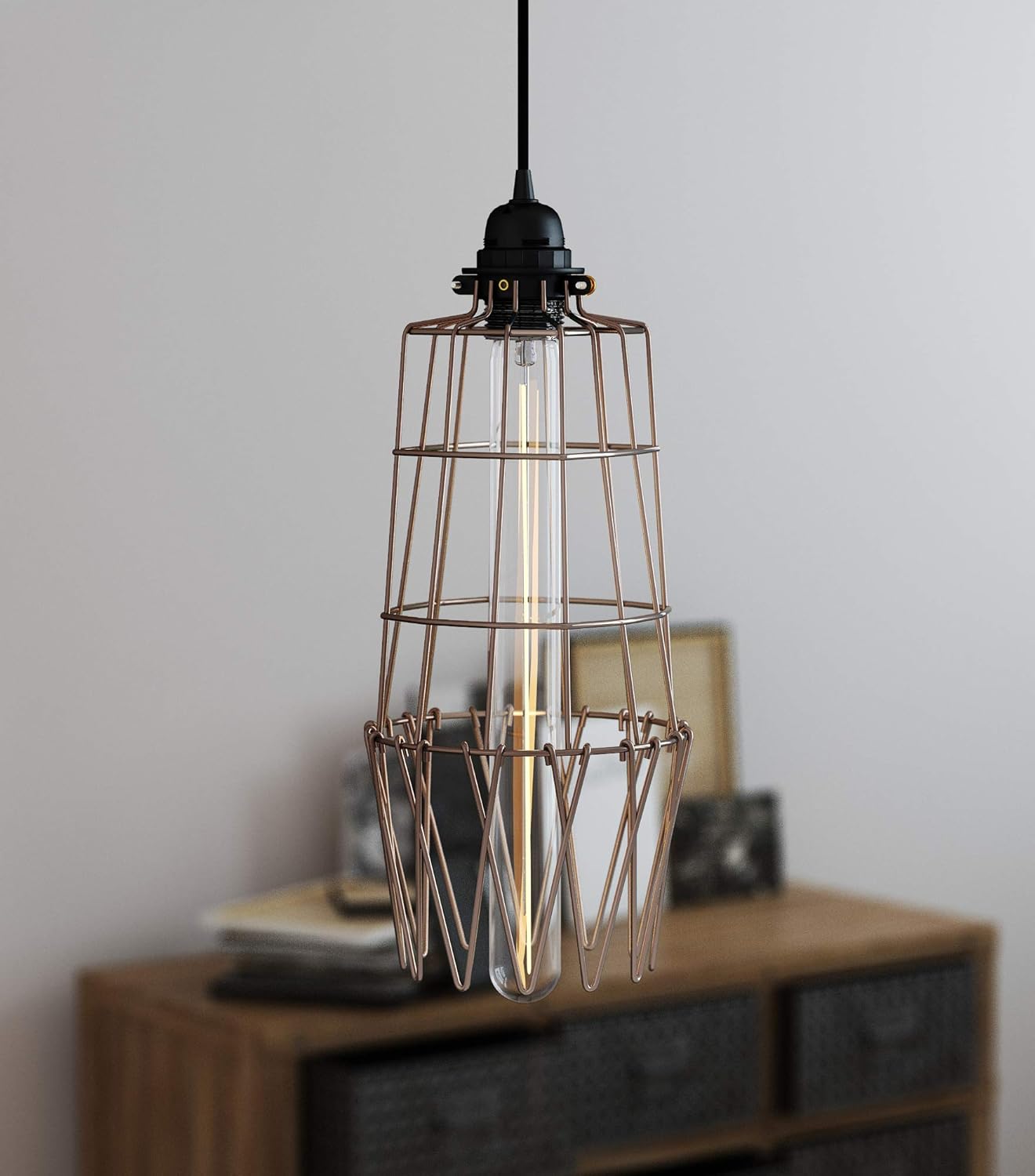 ArtifactDesign Long Metal Wire Light Cage Guard for Pendant Lamps Bronze