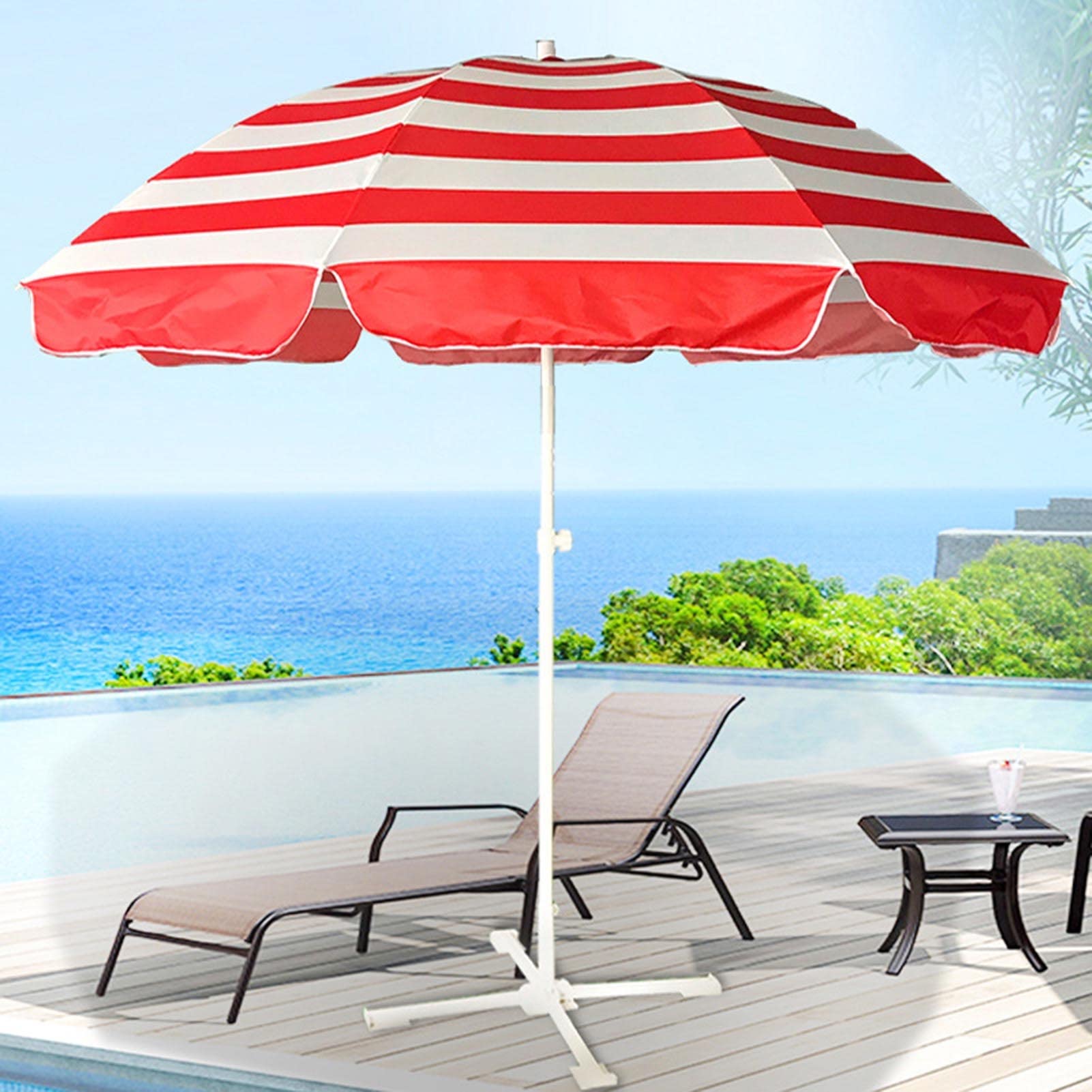 blue and red striped patio umbrella NWB Beach Garden Parasol, Iron, with 8 Ribs, UV Protection, Patio Umbrella for Yard Deck Park, Without Base (Color : Red) : Patio, Lawn & Garden smith optcis Gladiator Fishing Rod Hook Braided Cord Color:Black making it easy to